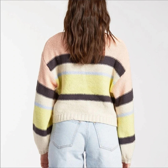 Billabong Seeing Stripes Chunky Knit Striped Sweater Top Slouchy Long Sleeve - Picture 2 of 5